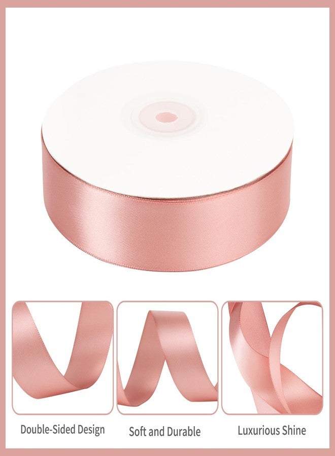 Mlurcu Rose Gold Satin Ribbon 1 Inch x 50 Yards Double Faced Satin Ribbon Thick Dusty Rose Pink Silk Ribbon for Wedding Invitations, Flower Bouquets, Gift Wrapping, Crafts - Image 3